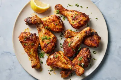 Five Weeknight Dishes: Baked chicken drumsticks, harissa shrimp, sheet-pan mushroom parm and more
