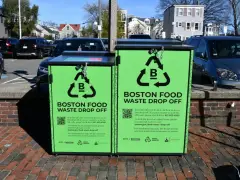 What are the big green bins popping up in Boston neighborhoods? A new option drop off food waste.
