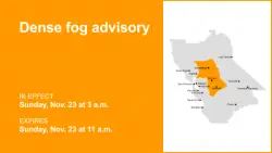 Dense fog advisory in place for Delta for Sunday – visibility down to 1/4 mile