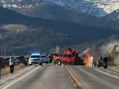 7 people are dead after a pickup and tour van collided near Yellowstone, police say